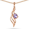 Natural Purple Amethyst Twisted Silver Pendant Necklace by Fine Color Jewels