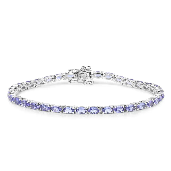 Natural Purple Tanzanite Silver Tennis Bracelet by Fine Color Jewels
