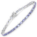 Natural Purple Tanzanite Silver Tennis Bracelet by Fine Color Jewels
