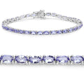 Natural Purple Tanzanite Silver Tennis Bracelet by Fine Color Jewels