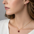Natural Red Garnet Floral Sterling Silver Jewelry Set by Fine Color Jewels