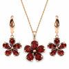Natural Red Garnet Floral Sterling Silver Jewelry Set