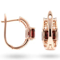 Natural Red Garnet Silver Hoop Earrings by Fine Color Jewels