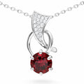 Natural Red Garnet Silver Trendy Necklace by Fine Color Jewels