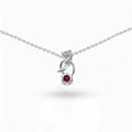 Natural Red Garnet Silver Trendy Necklace by Fine Color Jewels