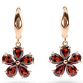 Natural Red Garnet Sterling Silver Flower Earrings by Fine Color Jewels