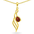 Natural Red Garnet twisted silver pendant necklace by Fine Color Jewels
