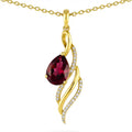 Natural Red Garnet twisted silver pendant necklace by Fine Color Jewels