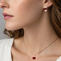Natural Red Garnet & White Topaz Silver Jewelry Set by Fine Color Jewels