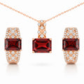 Natural Red Garnet & White Topaz Silver Jewelry Set by Fine Color Jewels