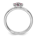 Natural Rhodolite Garnet Silver Stackable Cross Ring by Fine Color Jewels