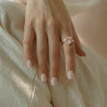 Natural Rose Quartz Gold Plated Silver Halo Heart Ring by Fine Color Jewels