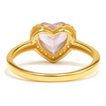 Natural Rose Quartz Gold Plated Silver Halo Heart Ring by Fine Color Jewels