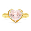 Natural Rose Quartz Gold Plated Silver Halo Heart Ring