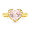 Natural Rose Quartz Gold Plated Silver Halo Heart Ring by Fine Color Jewels
