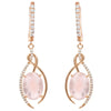 Natural Rose Quartz Rose Gold Plating Silver Drop Earrings