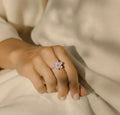 Natural Rose Quartz Sterling Silver Flower Ring by Fine Color Jewels
