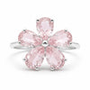 Natural Rose Quartz Sterling Silver Flower Ring