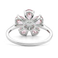 Natural Rose Quartz Sterling Silver Flower Ring by Fine Color Jewels