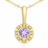 Natural Round Amethyst Dainty Sterling Silver Necklace