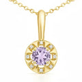 Natural Round Amethyst Dainty Sterling Silver Necklace by Fine Color Jewels