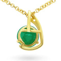 Natural Round Green Agate Silver Pendant Necklace by Fine Color Jewels