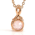 Natural Round Rose Quartz Silver Pendant Necklace by Fine Color Jewels