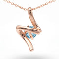 Natural Round Sky Blue Topaz Silver Teardrop Pendant Necklace by Fine Color Jewels