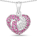 Natural Ruby Heart Shape Necklace by Fine Color Jewels