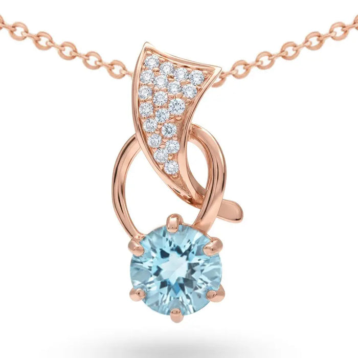 Natural Sky Blue Topaz 925 Silver Pendant Necklace by Fine Color Jewels