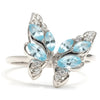 Natural Sky Blue Topaz Butterfly Ring Silver