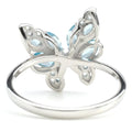 Natural Sky Blue Topaz Butterfly Ring Silver by Fine Color Jewels