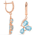 Natural Sky Blue Topaz Flower Drop Earrings by Fine Color Jewels