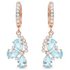 Natural Sky Blue Topaz Flower Drop Earrings