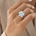 Natural Sky Blue Topaz Flower Ring Silver by Fine Color Jewels