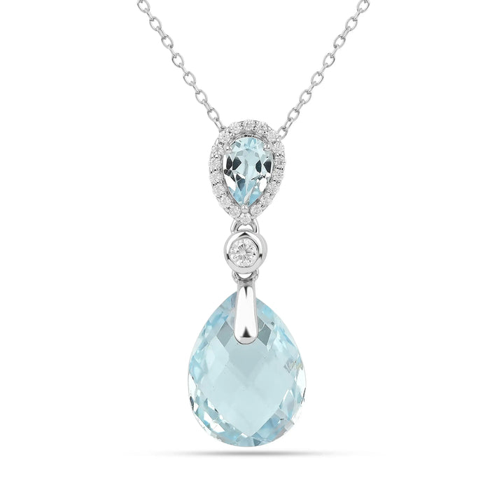 Natural Sky-Blue Topaz Necklace Women by Fine Color Jewels