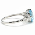 Natural Sky Blue Topaz Octagon Sterling Silver Pave Ring by Fine Color Jewels