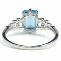 Natural Sky Blue Topaz Octagon Sterling Silver Pave Ring by Fine Color Jewels