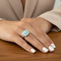 Natural Sky Blue Topaz Silver Cushion Ring by Fine Color Jewels