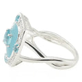 Natural Sky Blue Topaz Silver Cushion Ring by Fine Color Jewels