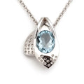 Natural Sky Blue Topaz Silver Dew Drop Necklace by Fine Color Jewels