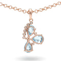 Natural Sky Blue Topaz Silver Floral Necklace by Fine Color Jewels