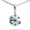 Natural Sky Blue Topaz Silver Floral Pave Necklace by Fine Color Jewels