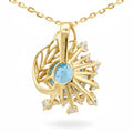 Natural Sky Blue Topaz Silver Flower Necklace by Fine Color Jewels