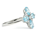 Natural Sky Blue Topaz Silver Leaf Clover Ring by Fine Color Jewels
