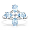 Natural Sky Blue Topaz Silver Leaf Clover Ring by Fine Color Jewels