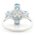Natural Sky Blue Topaz Silver Leaf Clover Ring by Fine Color Jewels