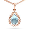 Natural Sky Blue Topaz Silver Teardrop Pendant Necklace