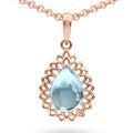 Natural Sky Blue Topaz Silver Teardrop Pendant Necklace by Fine Color Jewels