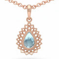 Natural Sky Blue Topaz Silver Teardrop Pendant Necklace by Fine Color Jewels